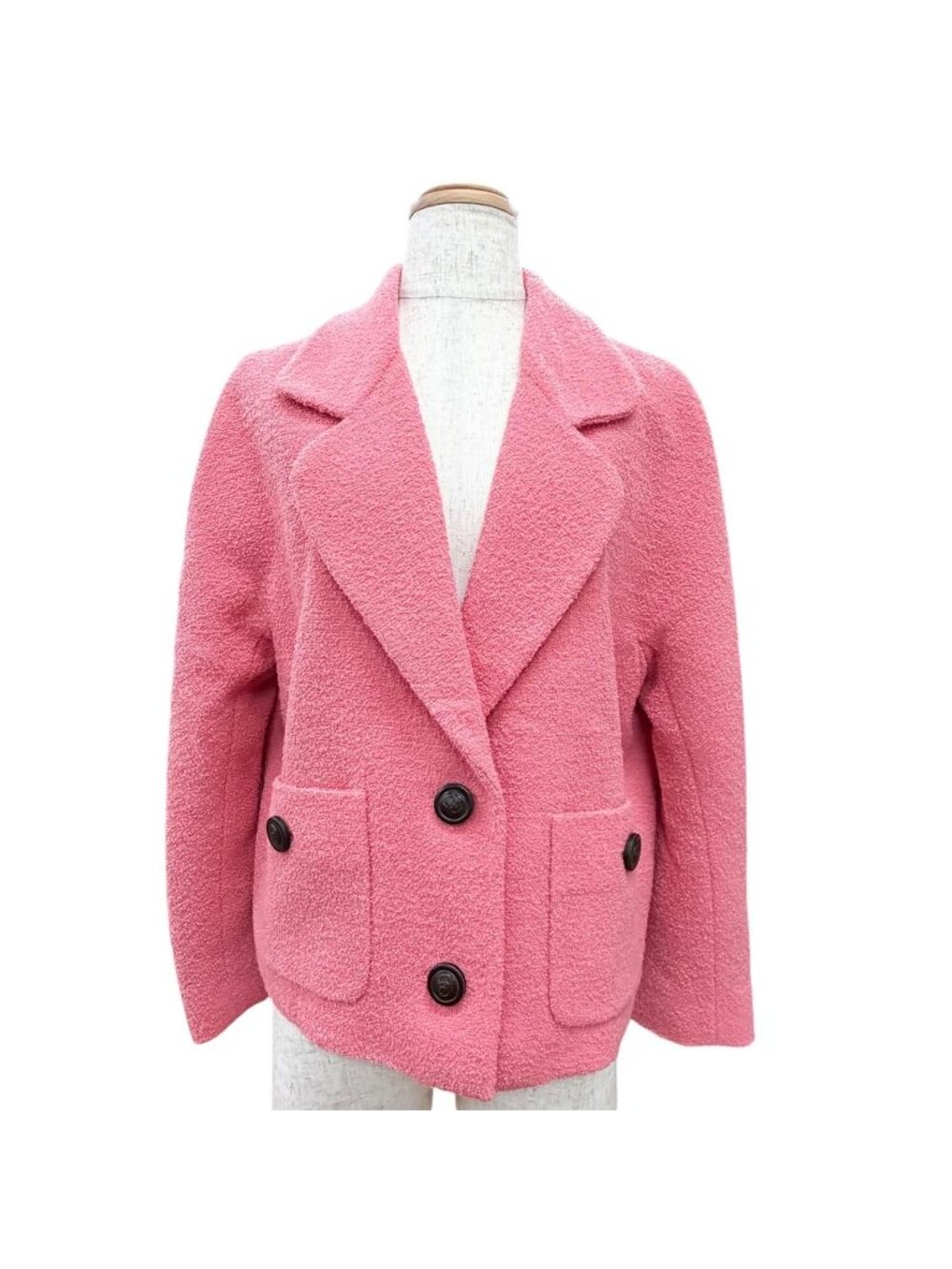 Gucci Wool Interlocking G Button Short Jacket Pink 36